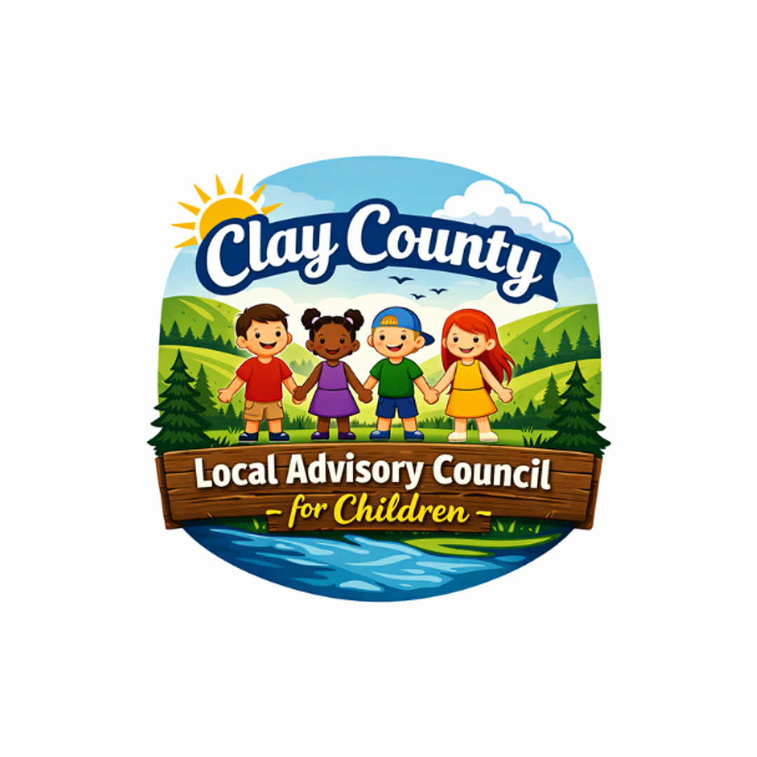 Clay County Local Advisory Council for Children text with an image of children holding hands